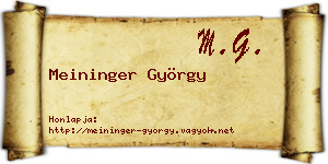 Meininger György névjegykártya